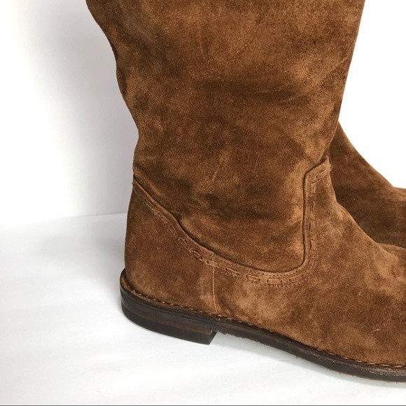 Trask Audra Boots Womens 10 M Pull On Zip Almond Toe Mid Calf Suede Casual - Picture 2 of 15